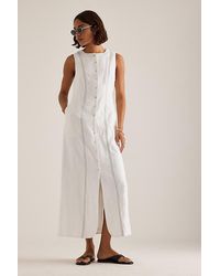 Sancia - Kaila Linen Button-Front Midi Dress - Lyst