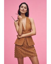 Mare Mare - Faux-Suede Rivet-Trim Mini Skirt - Lyst