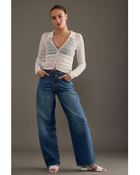 FRAME - High-rise Angled Zipper Barrel Jeans - Lyst