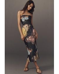 By Anthropologie - Satin Midi Slip Dress - Lyst