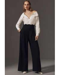 Maeve - Corseted Shirting Mockable Wide-leg Jumpsuit - Lyst
