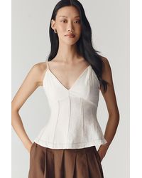 By Anthropologie - V-Neck Waisted Peplum Tank - Lyst