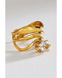 By Anthropologie - Hammered Metal Crystal Ring - Lyst