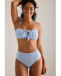 Seafolly - Cornflower Tie-Front Bandeau Bikini Top - Lyst