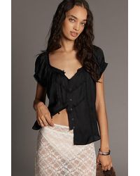 By Anthropologie - The Amber Short-Sleeve Silky Top - Lyst