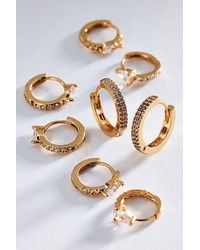 By Anthropologie - Crystal Huggie Hoop Earrings, Set Of 4 - Lyst