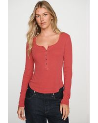 Pilcro - Ribbed Long-Sleeve Henley Top - Lyst
