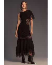 Hutch - Asymmetrical Lace Mix Maxi Slip Dress - Lyst