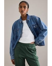 By Anthropologie - Long-Sleeve Crop Denim Top - Lyst
