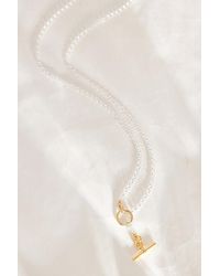 Anthropologie - Sterling Silver And Gold-plated T-bar Chain Necklace - Lyst