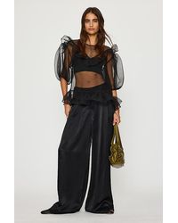 By Anthropologie - The Avery Satin Wide-Leg Pleated Trousers By Maeve - Lyst