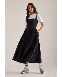 By Anthropologie - Ruched Bow Midi Pinafore Dress - Lyst