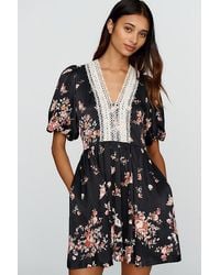 By Anthropologie - Lace-Trim Mini Dress - Lyst
