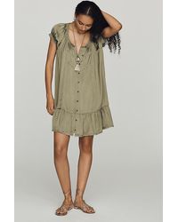 By Anthropologie - Amber Short-Sleeve Silken Mini Dress - Lyst