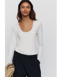 Maeve - Lace-Trim Long-Sleeve Top - Lyst