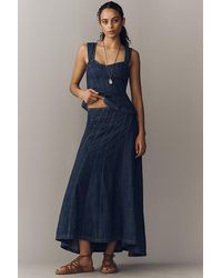 By Anthropologie - Swirled Seam Denim Maxi Skirt - Lyst