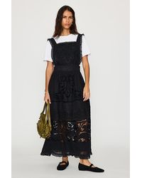 Bl-nk - 100% Cotton Cutwork Midi Pinafore Dress - Lyst