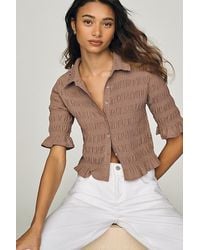 Maeve - Ruffle Button-Front Top - Lyst