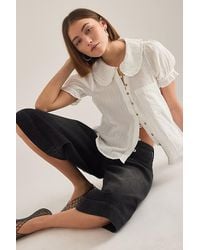 Pilcro - The Keira Collared Button-Front Blouse By - Lyst