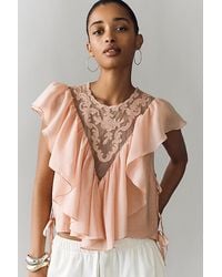 By Anthropologie - Sheer Ruffle Top - Lyst