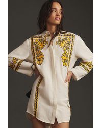 Dhruv Kapoor - Long-sleeve Embroidered Mini Shirt Dress - Lyst