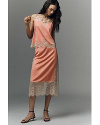 Bl-nk - Cinzia Laced Satin Midi Skirt - Lyst
