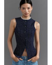 Maeve - Tweed Button-Front Vest - Lyst