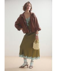 Pilcro - Funnel-Neck Faux-Leather Bomber Jacket - Lyst