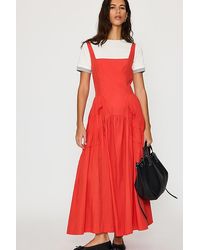 By Anthropologie - Ruched Bow Midi Pinafore Dress - Lyst