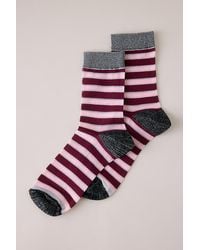 By Anthropologie - Sheer Lurex Stripe Socks - Lyst