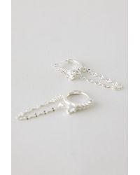 By Anthropologie - Sparkle Chain Drop Huggie Hoop Earrings - Lyst