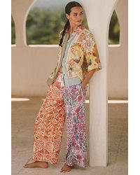 Emily Carter - X Celandine Printed Wide-Leg Linen Trousers - Lyst