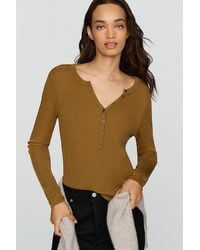 Pilcro - Andie 100% Wool Tissue Weight Henley Top - Lyst