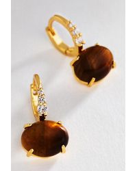 By Anthropologie - Gemstone Huggie Hoop Earrings - Lyst