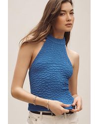 Maeve - Textured High-Neck Halter Tank Top - Lyst