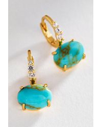 By Anthropologie - Gemstone Huggie Hoop Earrings - Lyst