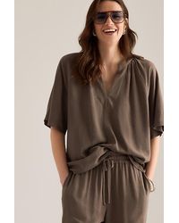 SELECTED - Viva Linen-Blend Short-Sleeve Top - Lyst