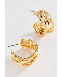 Anthropologie - Textured Metal Hoop Earrings - Lyst