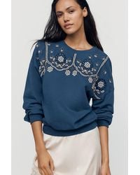 By Anthropologie - 100% Cotton Embroidered Sweatshirt - Lyst