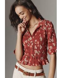 Maeve - Ruffle Button-Front Top - Lyst