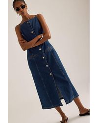 ALIGNE - Santigo Square-Neck Button-Front Denim Midi Dress - Lyst