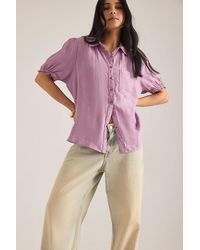 Pilcro - Aly 100% European Linen Puff-Sleeve Blouse - Lyst