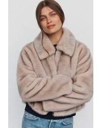 Maeve - Cropped Faux-Fur Coat - Lyst