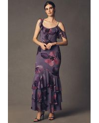Mare Mare Chiffon Ruffle Scoop-Neck Maxi Slip Dress in Pink | Lyst UK