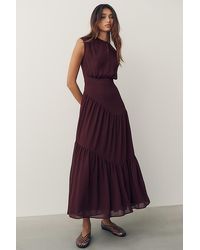 By Anthropologie - Waisted Cap-Sleeve Midi Dress - Lyst
