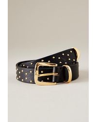 Anthropologie - Gold Studded Leather Buckle Belt - Lyst