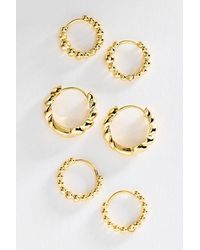 By Anthropologie - Textured Hoop Earrings, Set Of 3 - Lyst