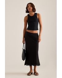 By Anthropologie - Lace Trim Bias Midi Slip Skirt - Lyst