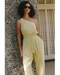 Celandine - One-Shoulder Linen-Blend Jumpsuit - Lyst
