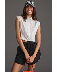 Maeve - Cap-sleeve Crop Cotton Shirt - Lyst